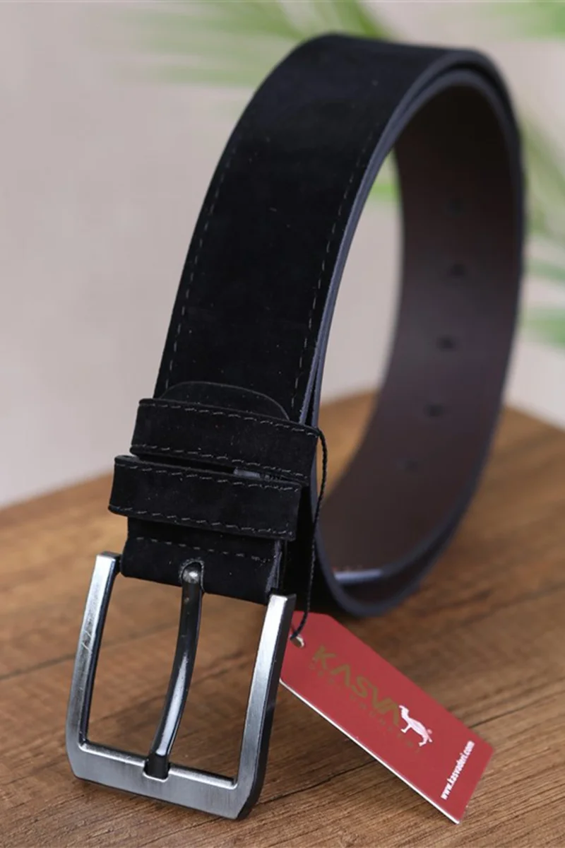Kasva Deri Kasva Leather 4.5 cm Black Suede Faux Sports Belt