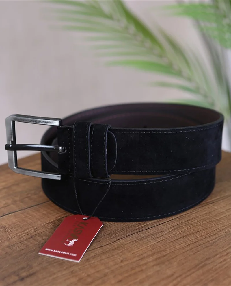 Kasva Deri Kasva Leather 4.5 cm Black Suede Faux Sports Belt