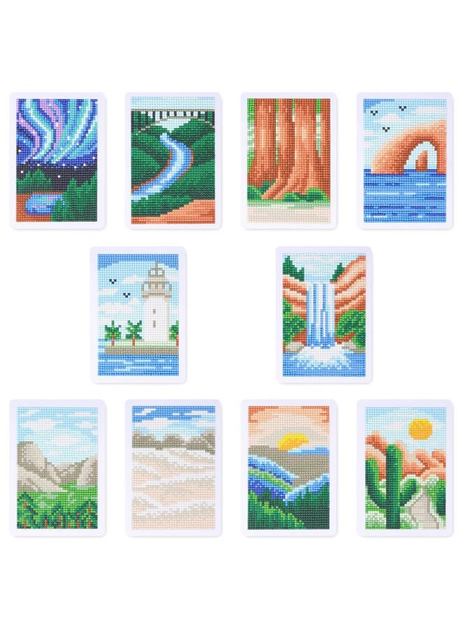 Apomelo 10pcs Diamond Art Painting Kits, Landscape Diamond Art Kits for Adults Beginners, Round Drill Diamond Art for Home Wall Desktop Decor, 6X8 inches - Image 1