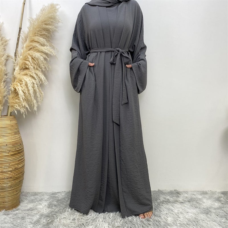monica fashion Women's Casual Solid Color Sleeveless Dress With Pockets and Cardigan Set - Image 3