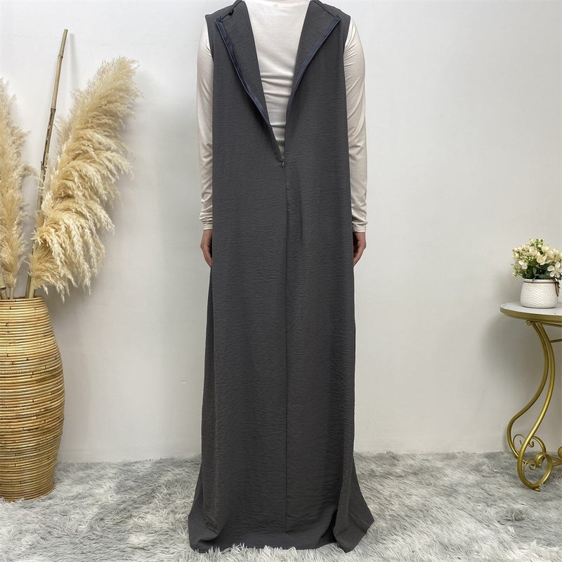 monica fashion Women's Casual Solid Color Sleeveless Dress With Pockets and Cardigan Set - Image 2