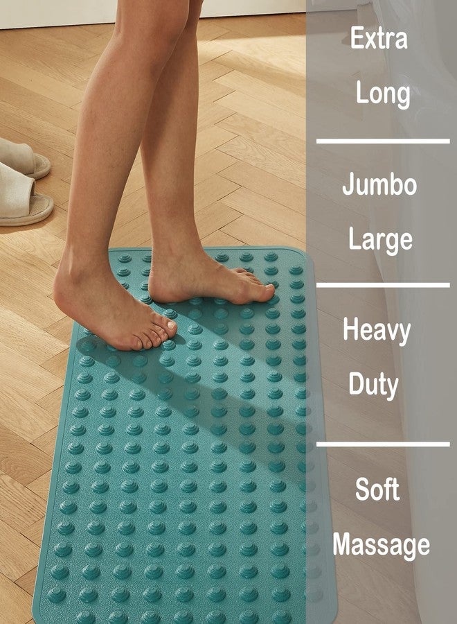 Yanzifly Bathtub Shower Mat Non Slip 18x40 in Bath Mat for Bathroom Tub Textured Smooth Floor, Silicone Extra Long Massage Bath Tub Mats No Slip Matt Non-Toxic Safe for Elderly & Kids- Light Green - Image 3