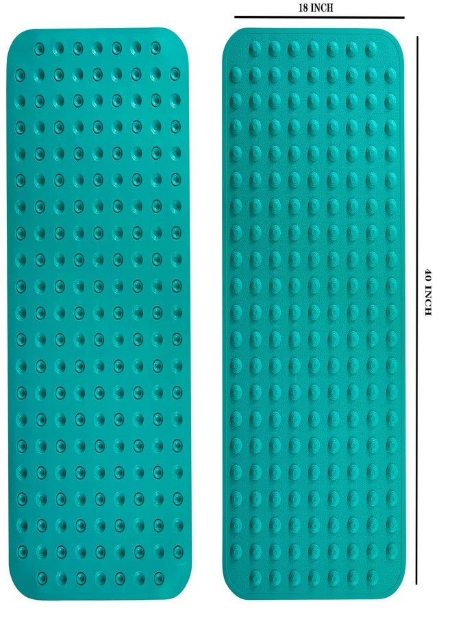 Yanzifly Bathtub Shower Mat Non Slip 18x40 in Bath Mat for Bathroom Tub Textured Smooth Floor, Silicone Extra Long Massage Bath Tub Mats No Slip Matt Non-Toxic Safe for Elderly & Kids- Light Green - Image 2