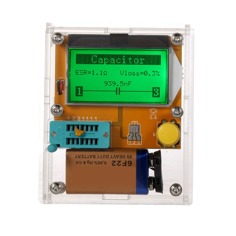 مقياس ترانزستور ضوء خلفية LCD متعدد الوظائف ومقياس الصمام الثنائي والترايود والسعة وESR وMOS وPNP وNPN وLCR مع غلاف - Image 1