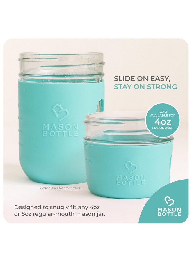 Mason Bottle 8oz Silicone Sleeves for Mason Jars (4-Pack) - Regular-Mouth Jar Covers for Grip and Protection (Bottle Not Included) - Non-Toxic, Dishwasher Safe, Made in USA - Image 4
