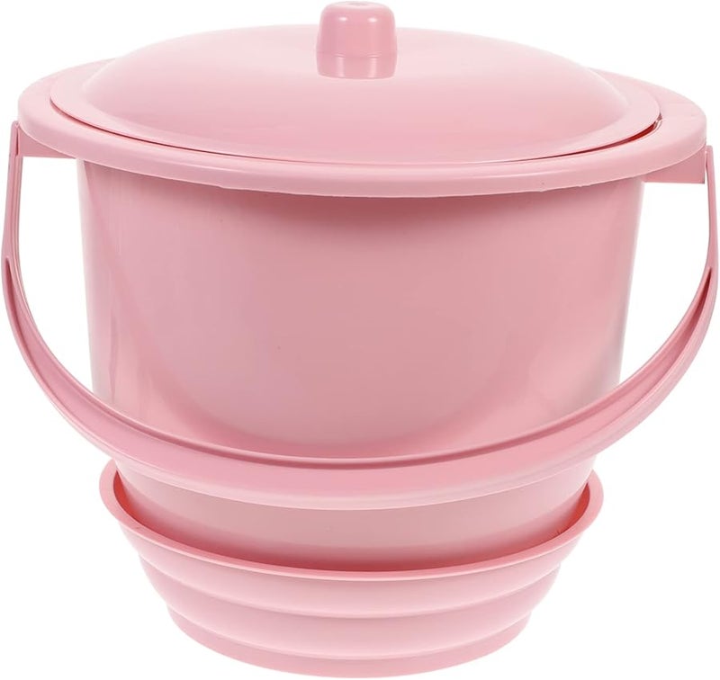 Pink Portable Urine Pot With Lid Thickened Chamber Pot For Adults Elders - Image 1