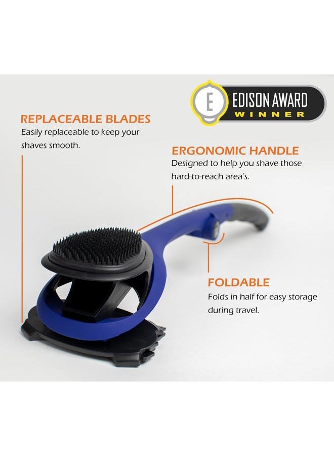 BAKblade 2.0/ELITE PLUS - Back Hair Removal and Body Shaver (DIY), Easy to Use Ergonomic Handle for a Close, Pain-Free Shave, 3 of the Wet or Dry Disposable Razor Blades, Scrubbing Sleeve Included - Image 2