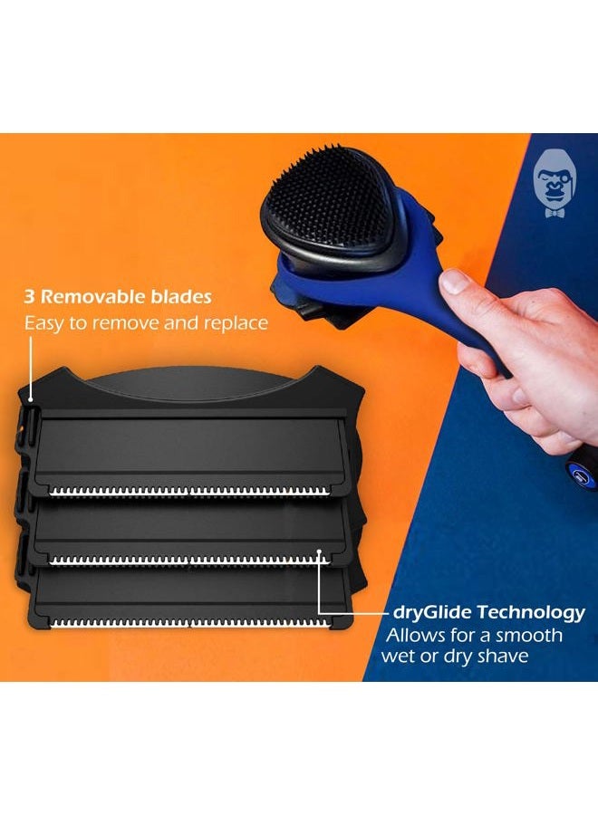 BAKblade 2.0/ELITE PLUS - Back Hair Removal and Body Shaver (DIY), Easy to Use Ergonomic Handle for a Close, Pain-Free Shave, 3 of the Wet or Dry Disposable Razor Blades, Scrubbing Sleeve Included - Image 4