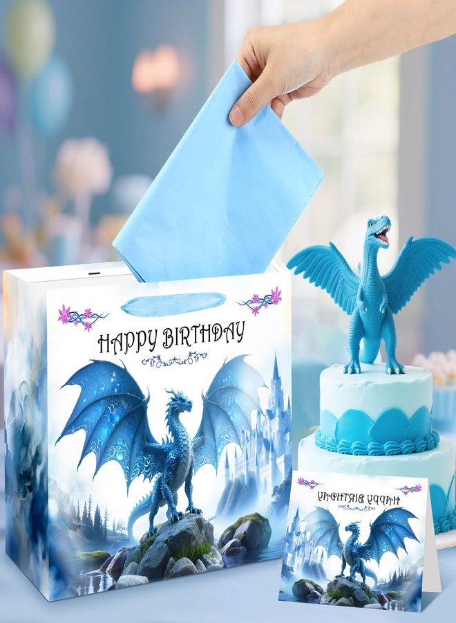 LUUFILx Dragon Gift Bag Dragon Birthday Party Favors with Wrapping Paper Card Dragon Birthday Gift Wrap Bag for Girls Boys Dragon Party Decorations Party Supplies - Image 3