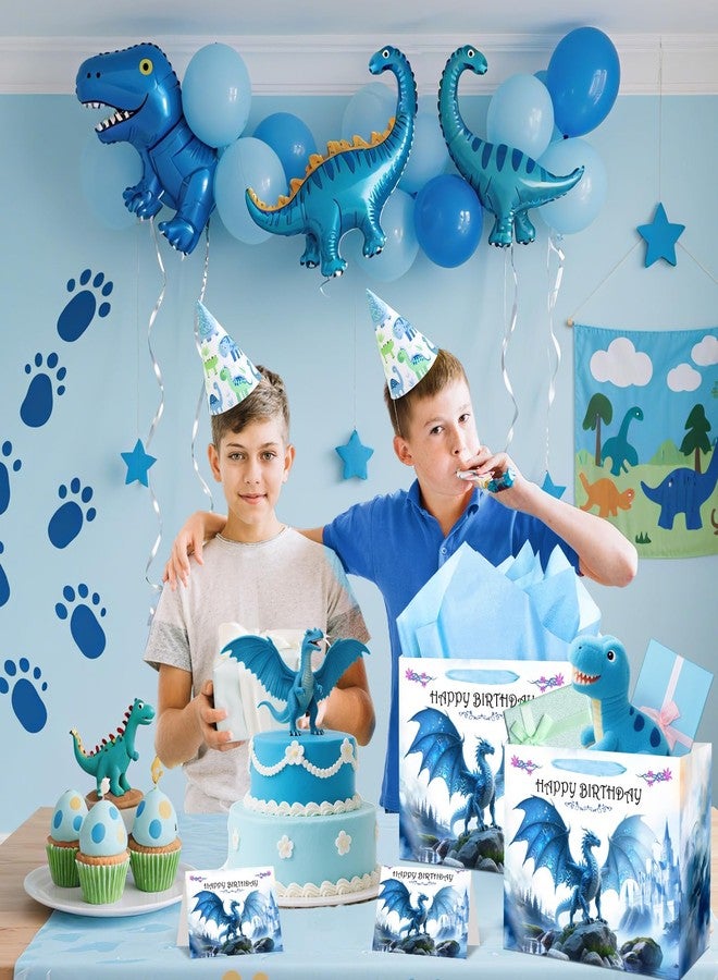 LUUFILx Dragon Gift Bag Dragon Birthday Party Favors with Wrapping Paper Card Dragon Birthday Gift Wrap Bag for Girls Boys Dragon Party Decorations Party Supplies - Image 4