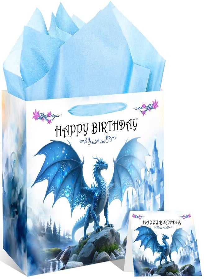 LUUFILx Dragon Gift Bag Dragon Birthday Party Favors with Wrapping Paper Card Dragon Birthday Gift Wrap Bag for Girls Boys Dragon Party Decorations Party Supplies - Image 1