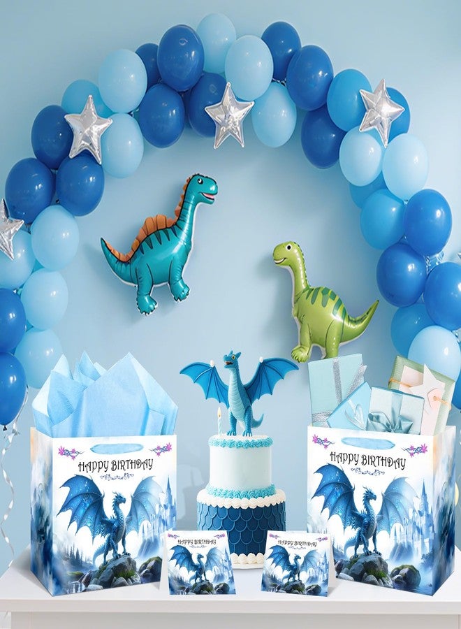LUUFILx Dragon Gift Bag Dragon Birthday Party Favors with Wrapping Paper Card Dragon Birthday Gift Wrap Bag for Girls Boys Dragon Party Decorations Party Supplies - Image 5