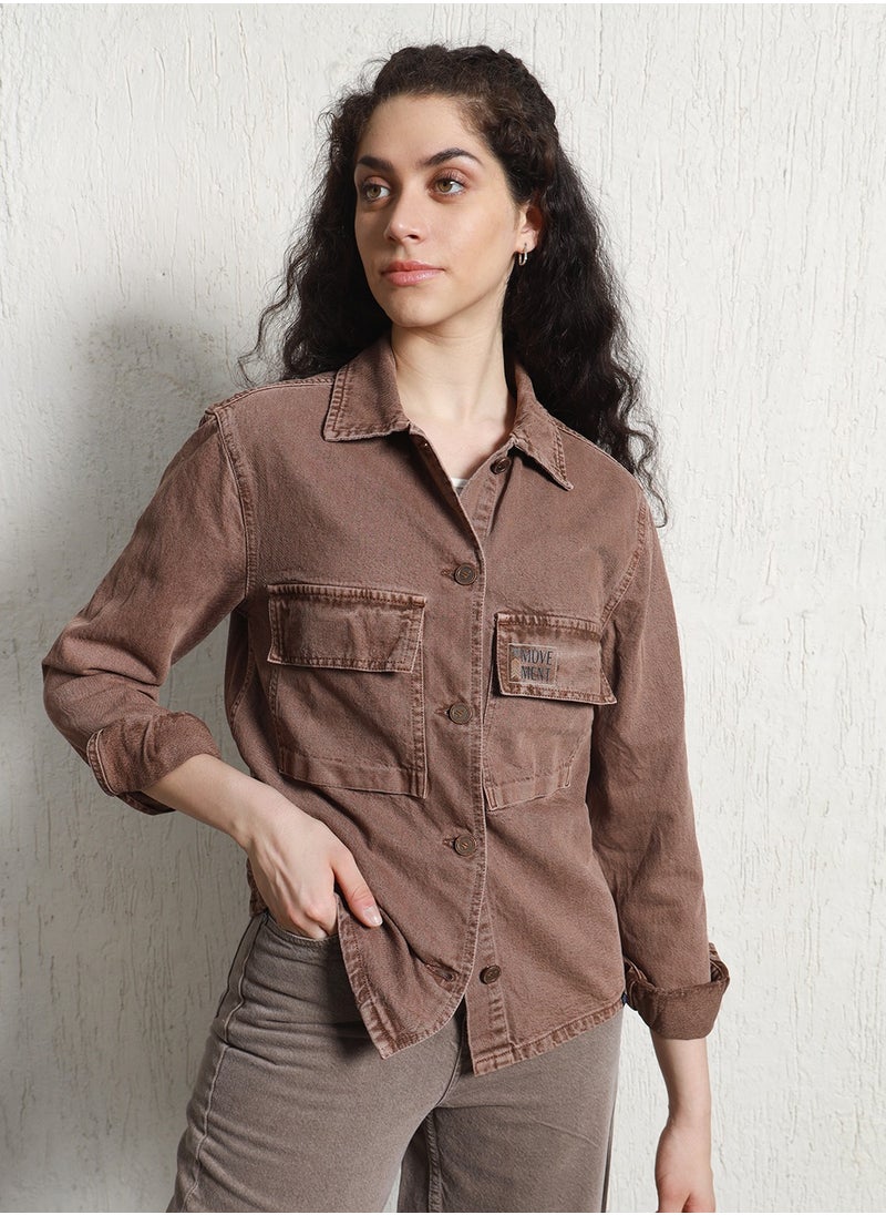 Hubberholme - Spread Collar Cotton Curved Standard Shirt for Women - Image 1