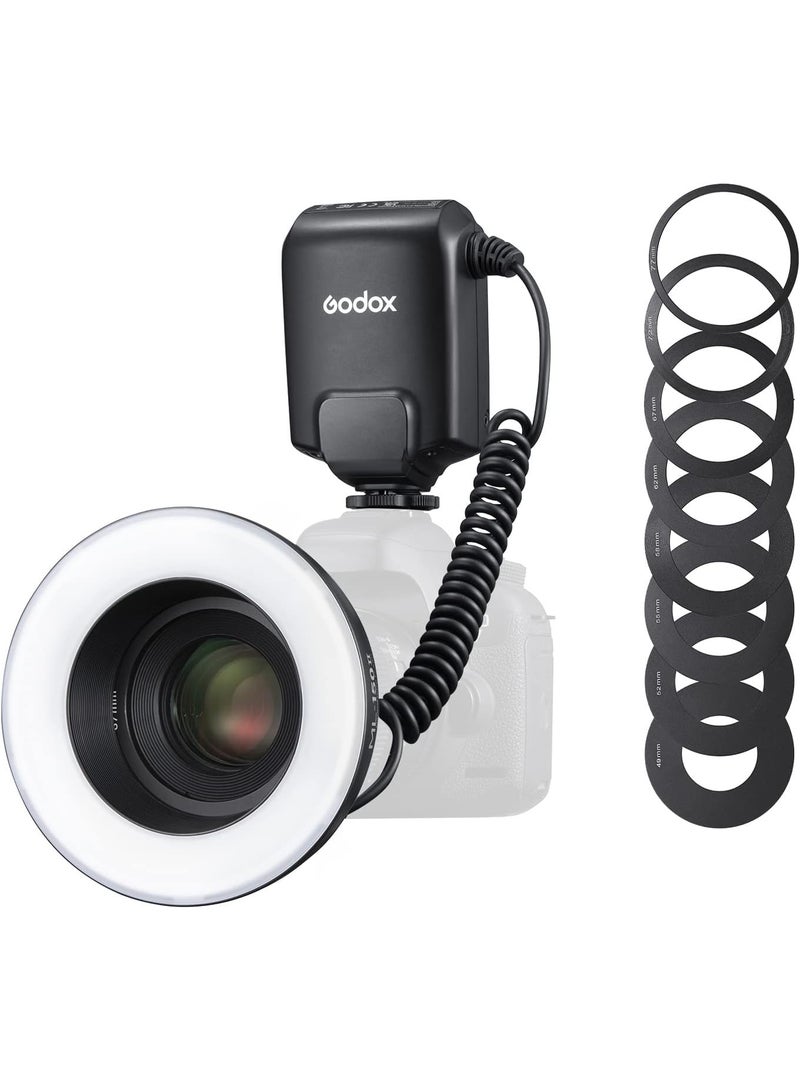 Godox ML150II Macro LED Ring Flash Speedlite GN12 0.1-2s Recycle Time 5800K±200K for Sony Canon Nikon Fuji Olympus Panasonic DSLR Cameras for Video Production, Animal and Plant Photography - Image 1