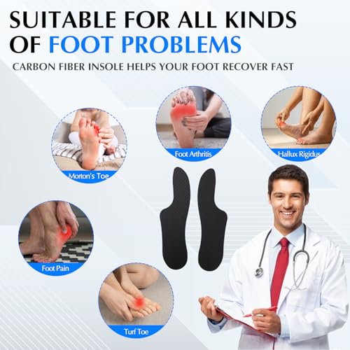 GHORTHOUD Mortons Extension Insert Orthotic Carbon Fiber Insole Rigid Turf Toe Plate for Men Women for Mortons Toe Turf Toe Hallux Rigidus Arthritis Limitus 1 Pair 945 Mens 65 Womens Size 75 - Image 5