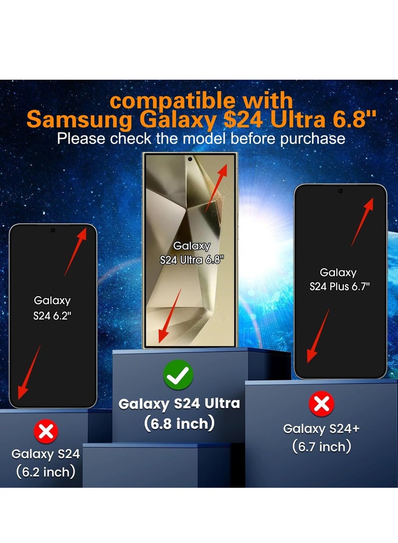 2Pcs compatible with Samsung Galaxy S24 Ultra privacy screen protective film tempered glass with 2Pcs camera lens protective film, support fingerprint recognition, prevent peeping tempered glass film suitable for S24 Ultra 5G black - Image 2