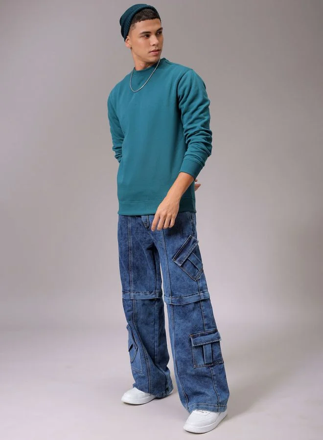 شركة المرآب الهندية Men Regular Fit Solid Crew Neck Overhead Sweatshirt