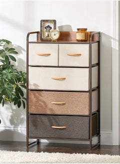 Extra Storage Shelves with 5 Easy Pull Out Fabric Drawers and Wooden Table Top EX-83899  - Image 2