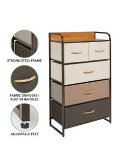 Extra Storage Shelves with 5 Easy Pull Out Fabric Drawers and Wooden Table Top EX-83899  - Image 4
