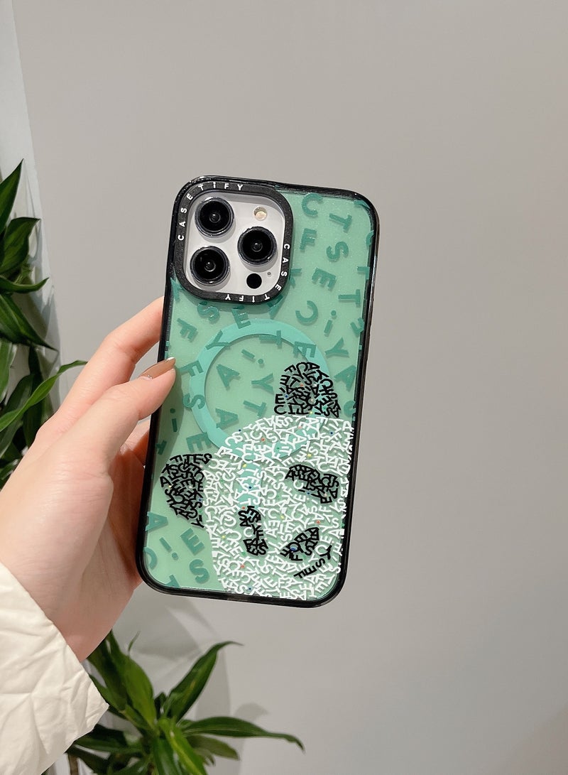 Apple iPhone 15 Pro Case,Curious Panda Magnetic Adsorption Phone Case - Green