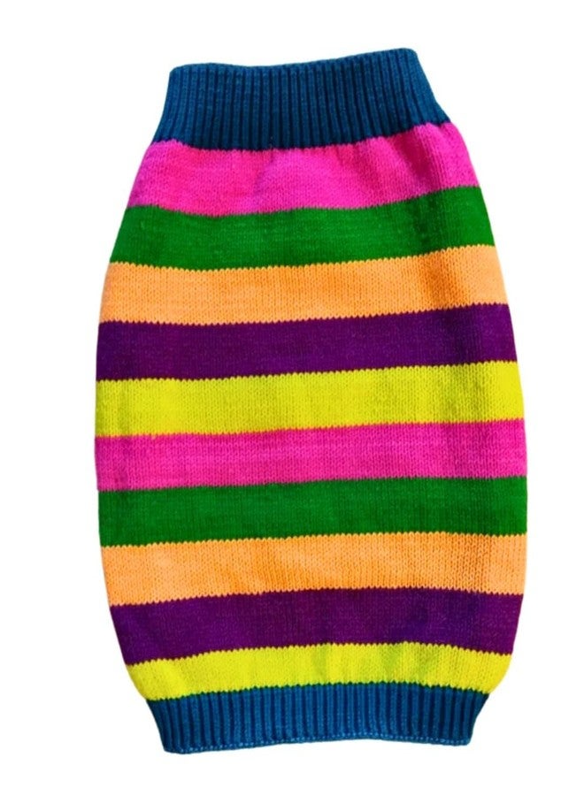 MOJOPANDA Wool Blended Dog Soft Yarn Striped Knitted Winter Sweater For Dogs|Ultra Warm Pet Clothes|Comfortable&Soft Wool Multicolor(Size,Xl) - Image 1