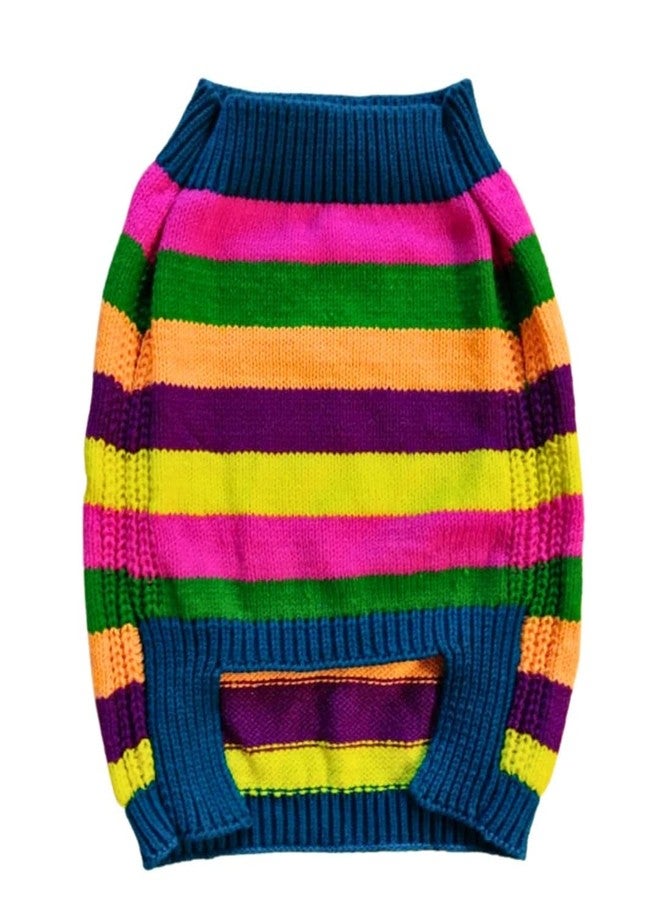 MOJOPANDA Wool Blended Dog Soft Yarn Striped Knitted Winter Sweater For Dogs|Ultra Warm Pet Clothes|Comfortable&Soft Wool Multicolor(Size,Xl) - Image 2