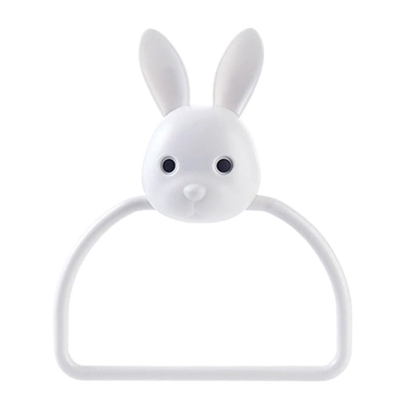 Adhesive Bathroom Towel Rack Wall Mounted Cute Rabbit Design No Trace Towel Ring Holder For Home And Travel - Image 2