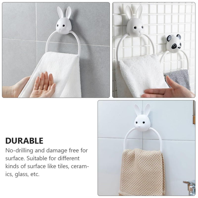 Adhesive Bathroom Towel Rack Wall Mounted Cute Rabbit Design No Trace Towel Ring Holder For Home And Travel - Image 5
