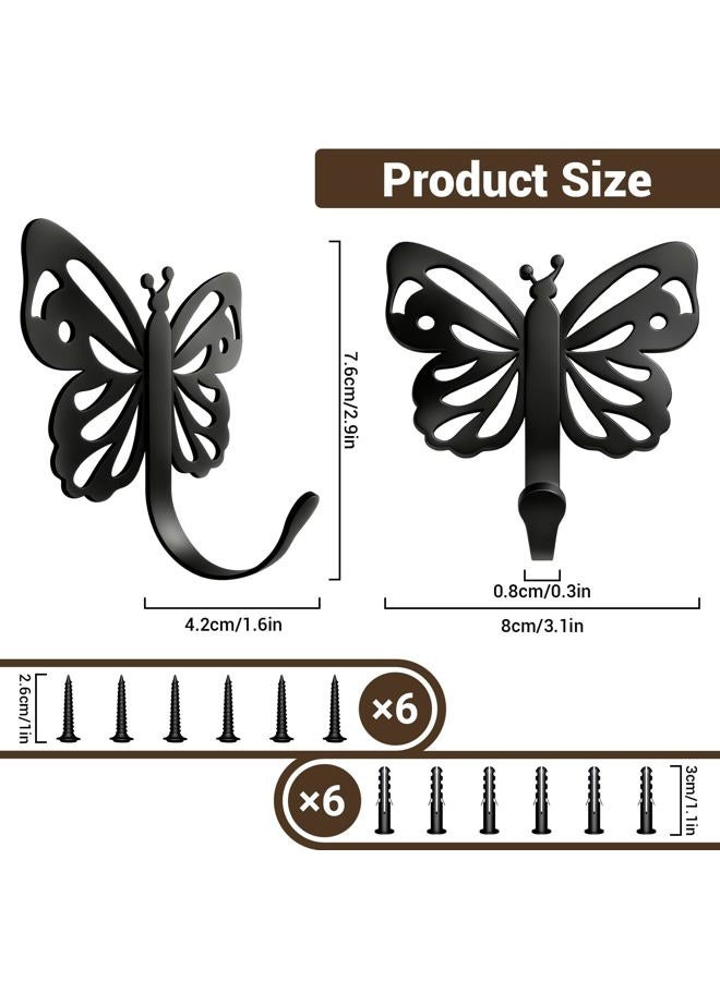Midukit Butterfly Design Wall Hooks for Towel and Coat: 20LB Screw in Aesthetics Metal Hanger Wall Mount for Living Room, Bathroom, Kitchen, Bedroom for Coat, Bag, Scarf, Towel, Hat, Key, Cup, 3 Pack - Image 2