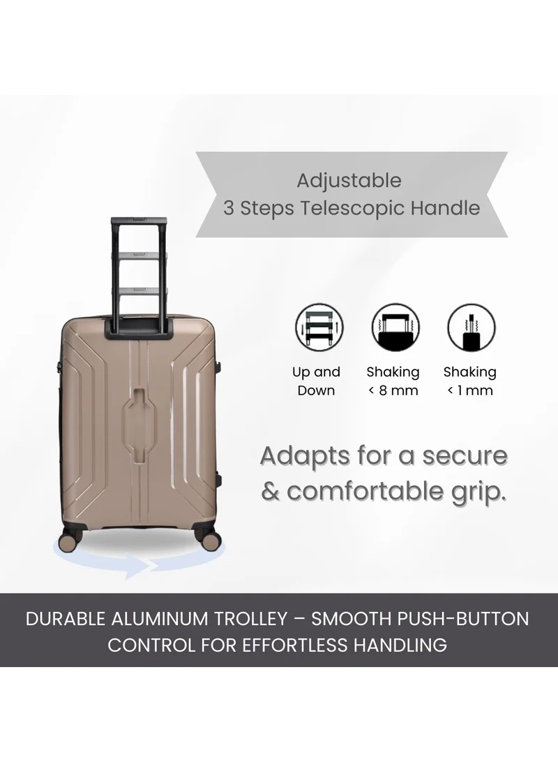 GIORDANO Giordano Luggage Sets of 2 Hard Shell PP Durable Lightweight Carry on &amp; Checked Suitcase with Double Spinner Wheels, Secure Combination Lock Trolley, Unbreakable Hardcase Suitcase 2 Pcs Beige (S+M)