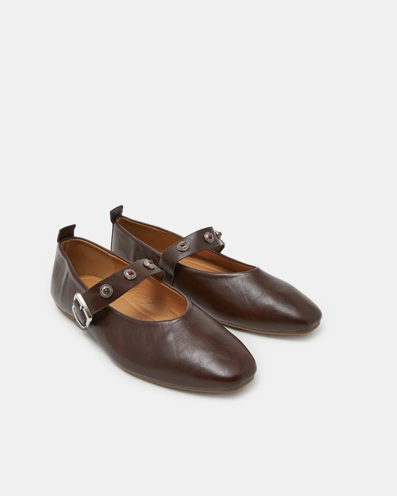 REDTAG Brown Trim Detail Ballerina Shoes