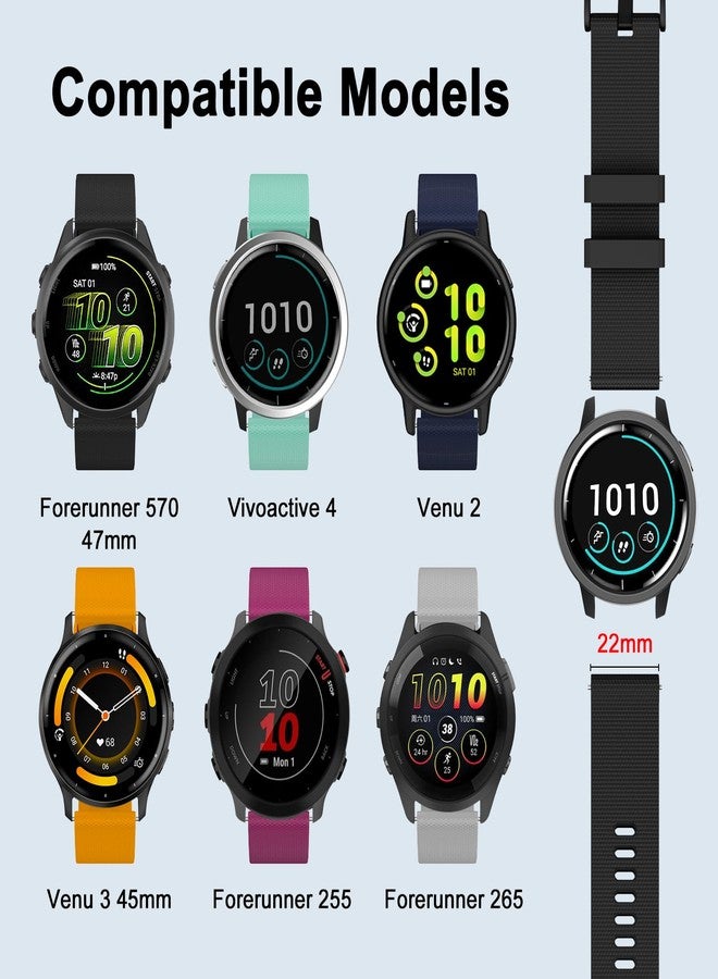 ISABAKE Watch Band for Garmin Vivoactive 4/Venu 3 45mm/Venu 2/Forerunner 265/Forerunner 255, 22mm Quick Release Silicone Replacement Strap - Image 4