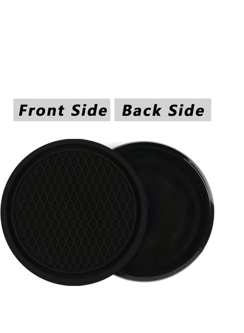 Car Cup Coaster, 4 Pieces Universal Non-Slip Car Cup Holder Built-in Silicone Cup Coaster, Car Interior Accessories Sets, Black - Image 4