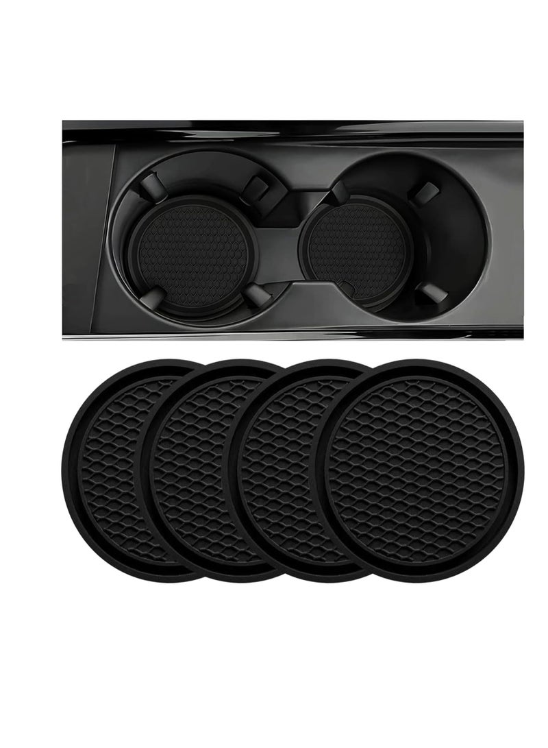 Car Cup Coaster, 4 Pieces Universal Non-Slip Car Cup Holder Built-in Silicone Cup Coaster, Car Interior Accessories Sets, Black - Image 1