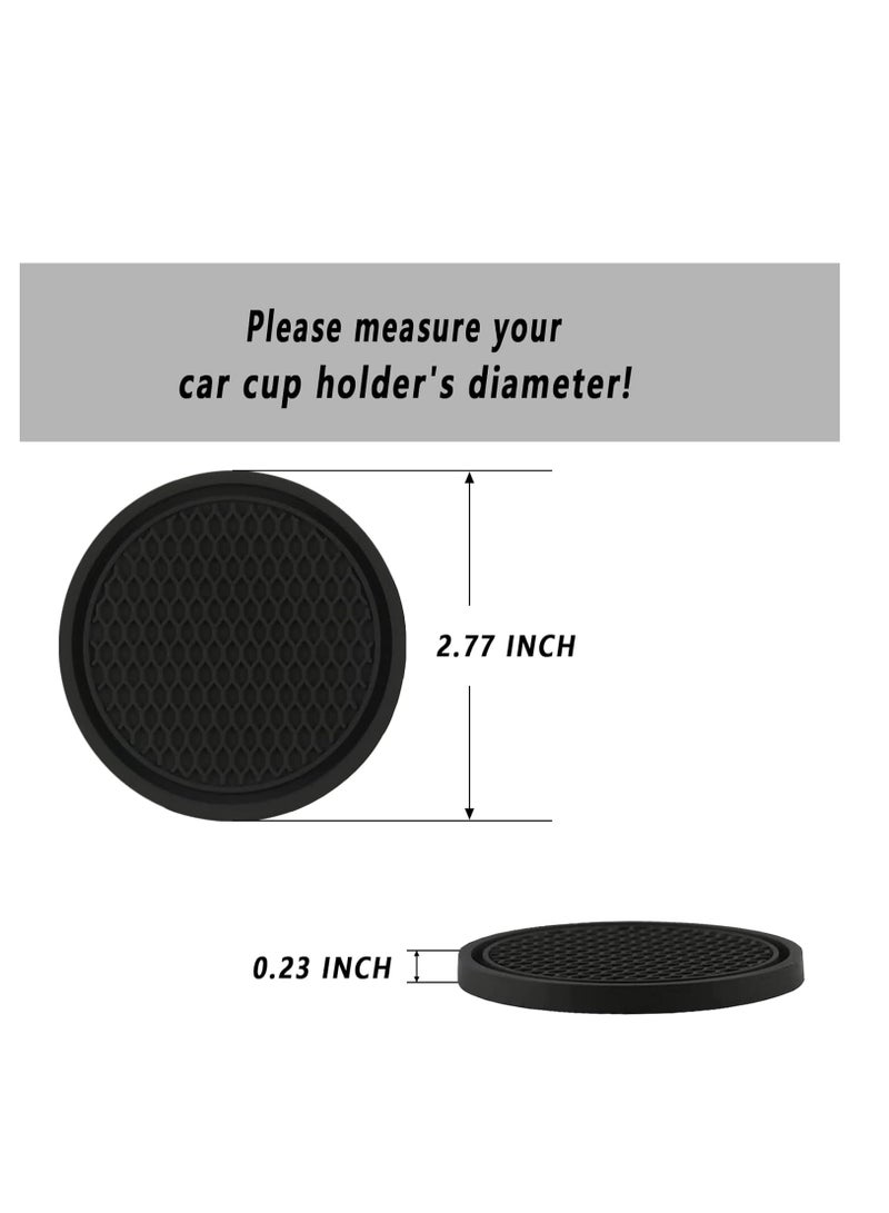 Car Cup Coaster, 4 Pieces Universal Non-Slip Car Cup Holder Built-in Silicone Cup Coaster, Car Interior Accessories Sets, Black - Image 5