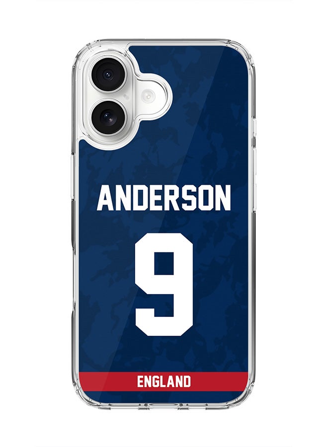 Stylizedd Classic Clear MagSafe Case for iPhone 17 , Hybrid Soft Case Flexible Edges Anti Drop TPU PC Gel Thin Transparent Cover [ Designed for iPhone 17 ] - Team England James Anderson, Jersey No 9