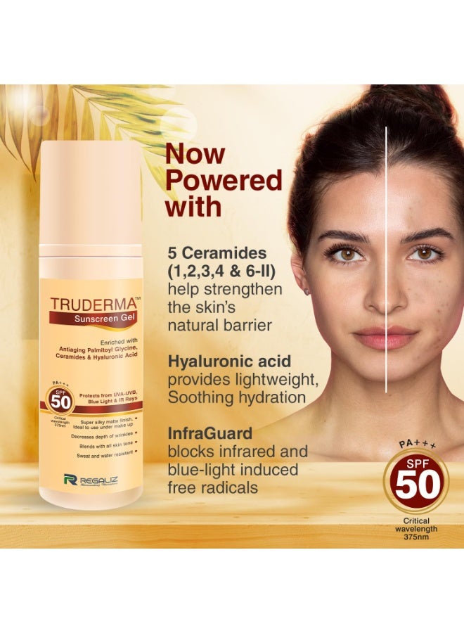 Regaliz Truderma Silicone Sunscreen For All Skin Type Gel Spf 50+ | Skin Brightening & Anti-Aging | Broad Spectrum Uva & Uvb Protection | 50g Pack of 2 - Image 2