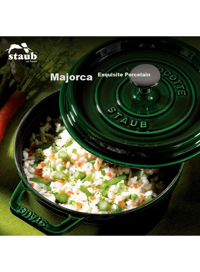 Staub French Imported Enamel Cast Iron Pot, Double-handled Soup Pot, Frying Pan, Green 18cm 1004201 - Image 1