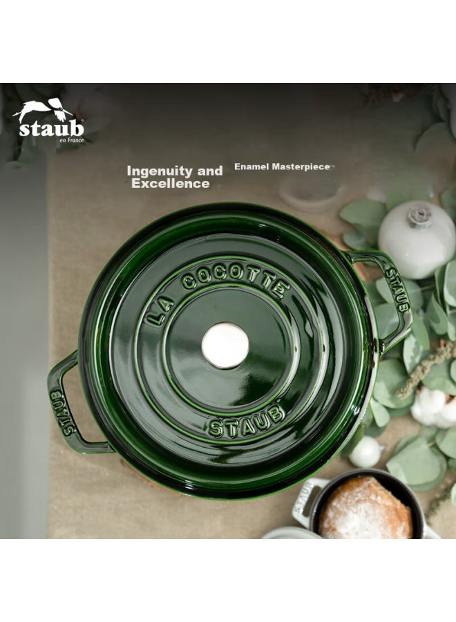 Staub French Imported Enamel Cast Iron Pot, Double-handled Soup Pot, Frying Pan, Green 18cm 1004201 - Image 2