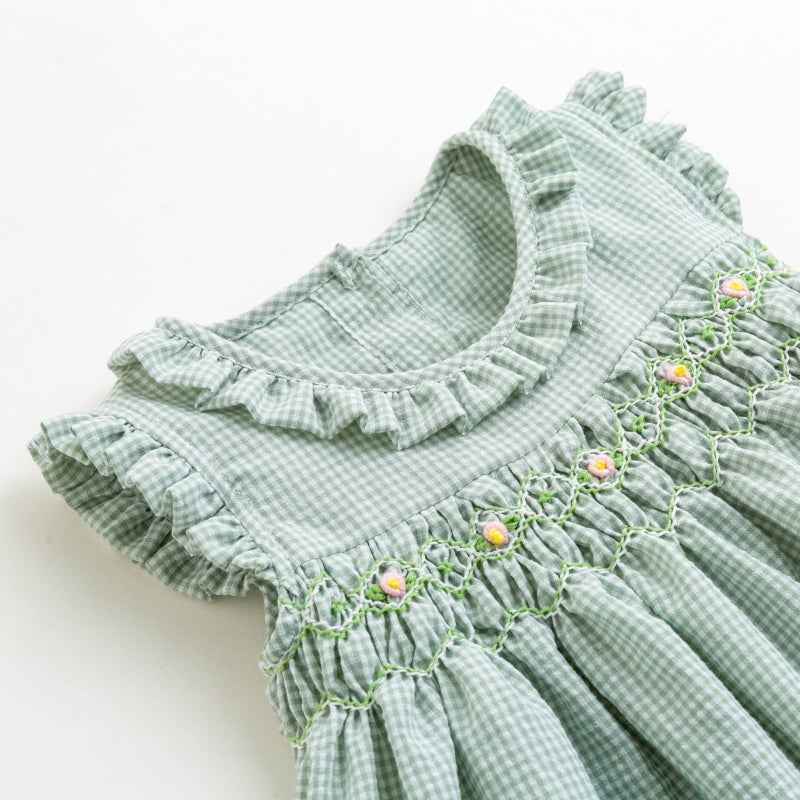 Simplee kids Baby Girls Smocked Dress Handmade Summer Casual Dresses Floral Print Sundress Princess Dress for Toddlers - Image 4