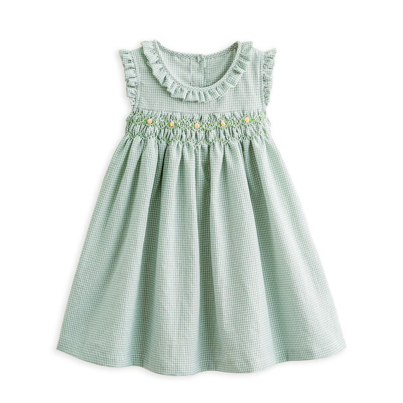 Simplee kids Baby Girls Smocked Dress Handmade Summer Casual Dresses Floral Print Sundress Princess Dress for Toddlers - Image 1