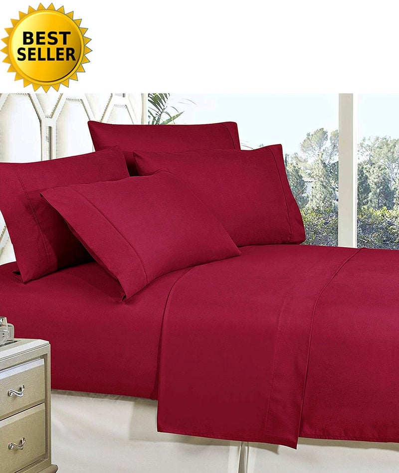 CELINE LINEN Best  Softest  Coziest Bed Sheets Ever! 1800 Premier Hotel Quality Wrinkle-Resistant 4-Piece Sheet Set with Deep Pockets  Full Burgundy - Image 4