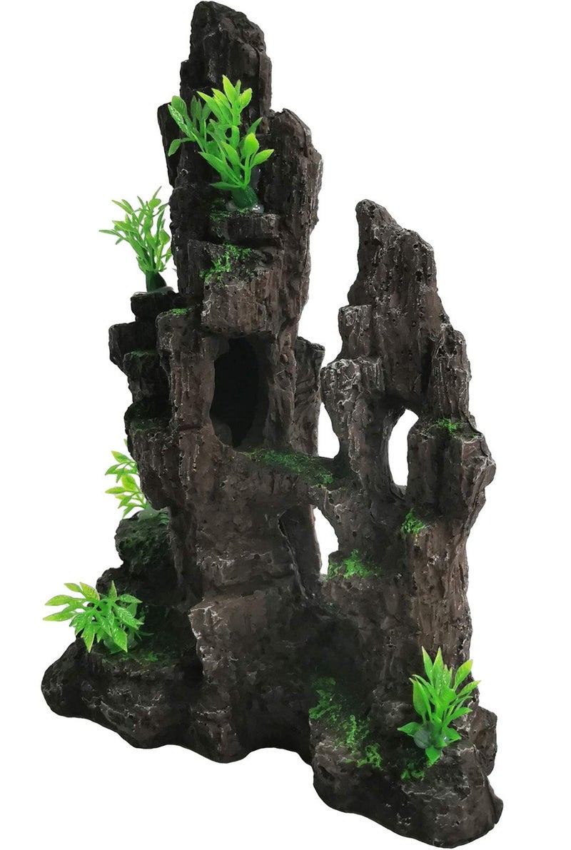 kathson Aquarium Mountain View Stone Resin Fish Tank Decoration Betta Hideout Caves Rockery Landscape Tree Rock Hiding Cave Decor for Small Fish Shrimp Play Ornament - Image 2