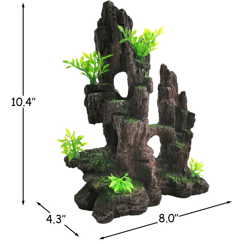 kathson Aquarium Mountain View Stone Resin Fish Tank Decoration Betta Hideout Caves Rockery Landscape Tree Rock Hiding Cave Decor for Small Fish Shrimp Play Ornament - Image 4