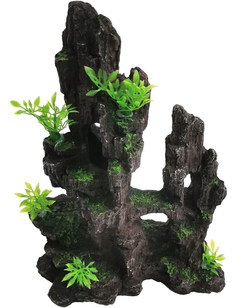 kathson Aquarium Mountain View Stone Resin Fish Tank Decoration Betta Hideout Caves Rockery Landscape Tree Rock Hiding Cave Decor for Small Fish Shrimp Play Ornament - Image 5