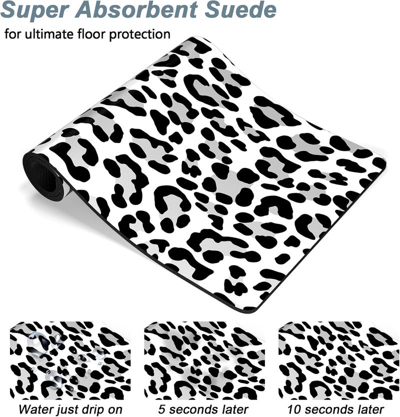 Rnivvi Dog Food Mat, 16" x 24" Leopard Absorbent Dog Cat Bowl Mat for Food and Water, Cute Anti-Slip Rubber Pet Feeding Rug Protect Floors, Puppy Placemat for Feeding & Watering Supplies, Leopard - Image 3