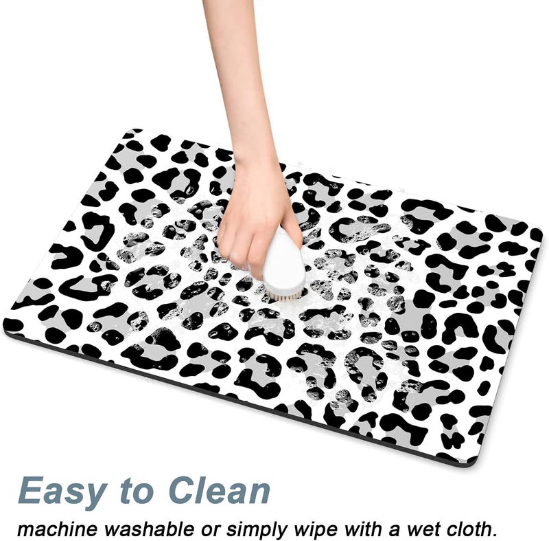 Rnivvi Dog Food Mat, 16" x 24" Leopard Absorbent Dog Cat Bowl Mat for Food and Water, Cute Anti-Slip Rubber Pet Feeding Rug Protect Floors, Puppy Placemat for Feeding & Watering Supplies, Leopard - Image 5