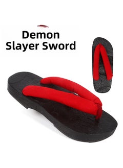 Japanese Wooden Clogs Mens Anime SandalsRed Red