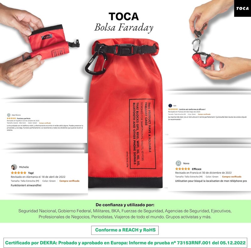 TOCA No Signal Sleeve Faraday-bag, Signal Blocking Pouch, Mobile Phone Protection, Blocking, Prevents splintering, tracking and tracking on mobile devices - Image 5
