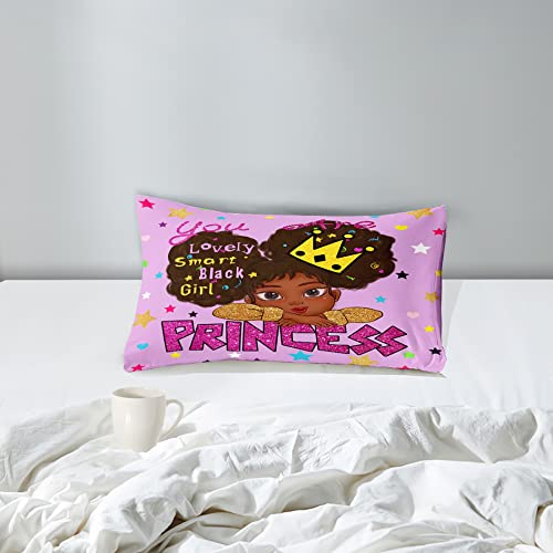 Jiospet Black Girl Comforter Sets Twin -African Girls Comforter for Kids Cute Bedding Sets for Princess Room Decor for Girls Bedroom - Image 2